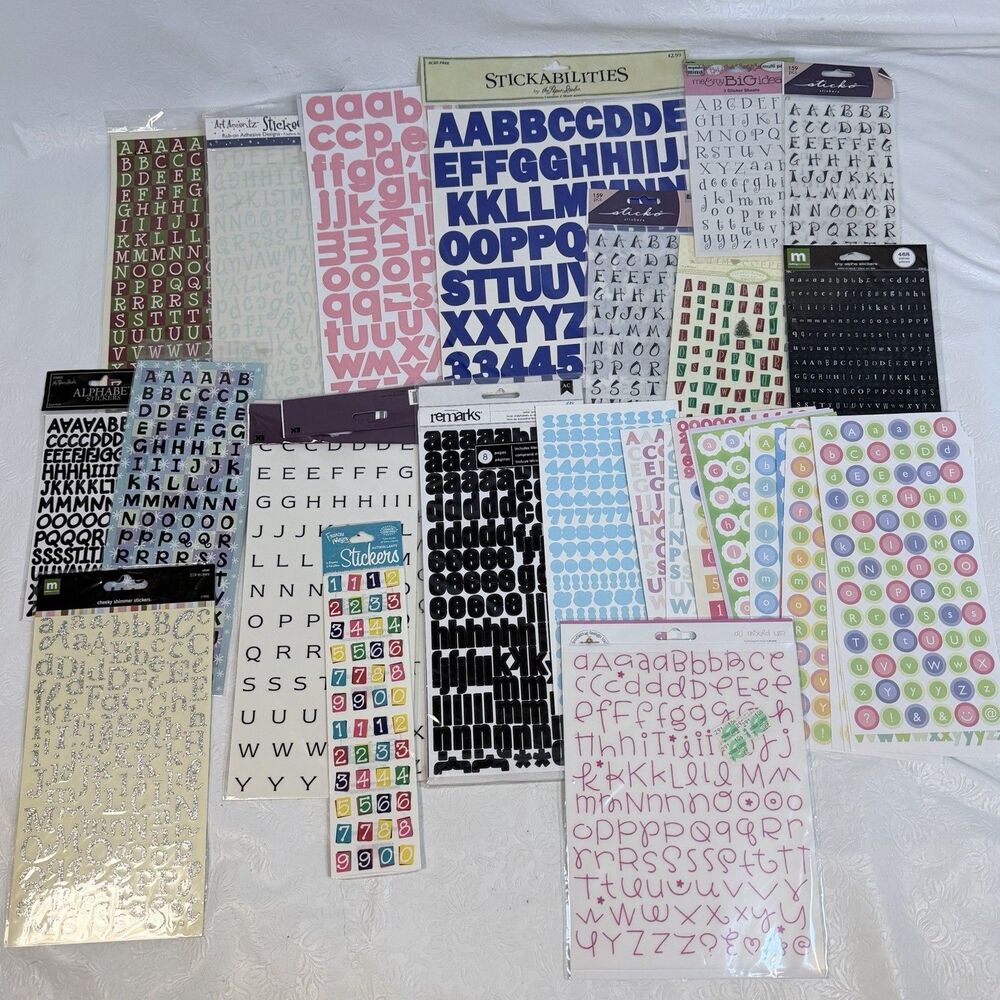 Lot ABC 123 Alphabet Stickers Sheets Scrapbooking